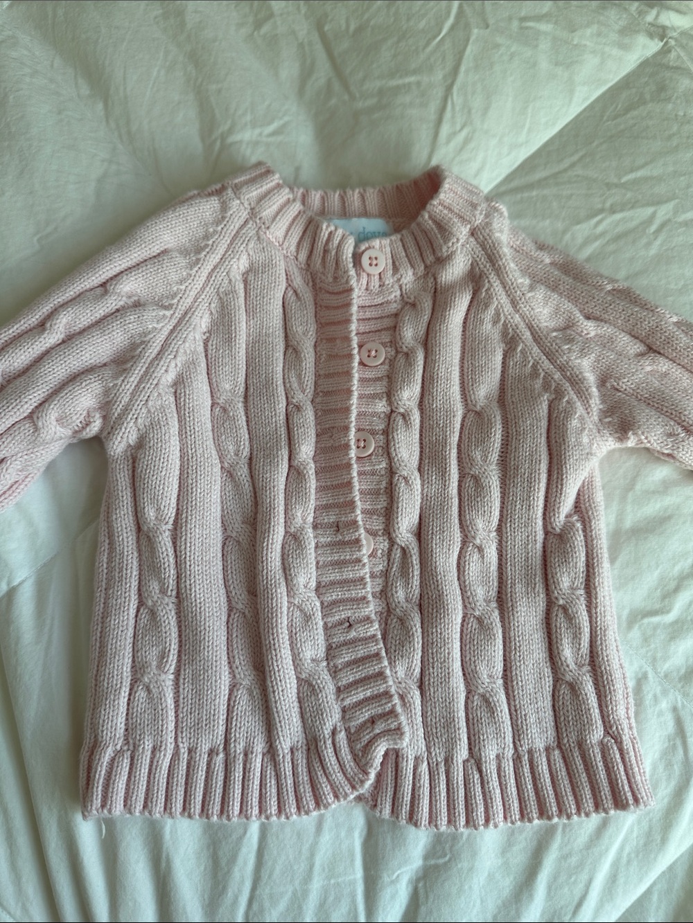 Soft Pink Cable Knit baby Sweater Cardigan